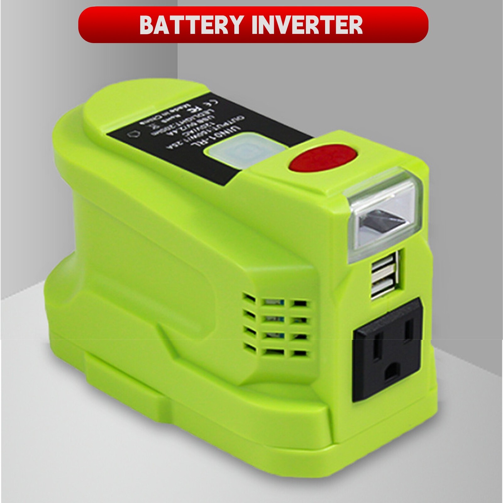 For Ryobi 18V 150W Power Source Battery Inverter w/Dual USB Ports and LED Light