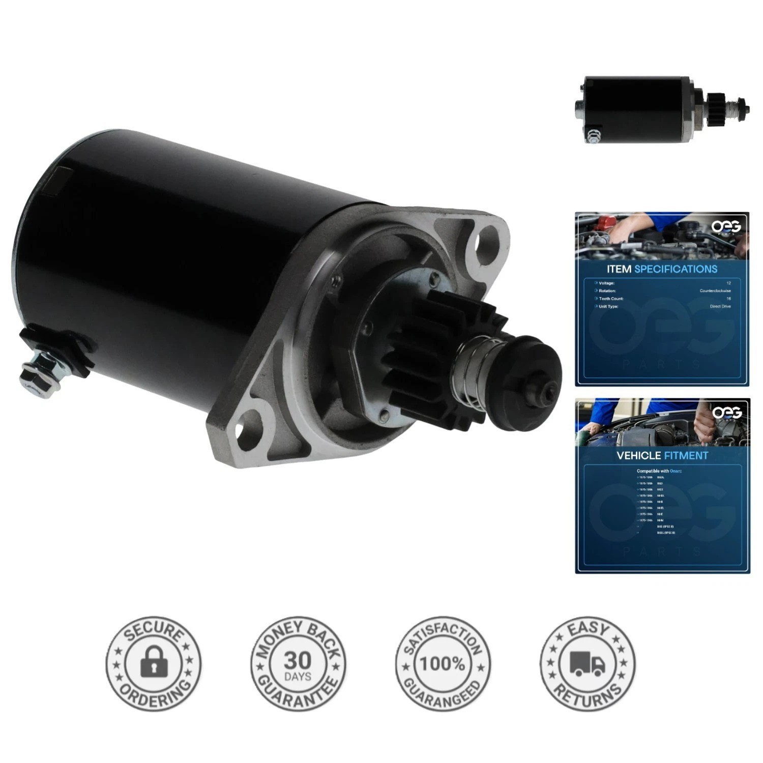 High-Performance New Starter for Onan Generator Models 191-2416, 191-1630