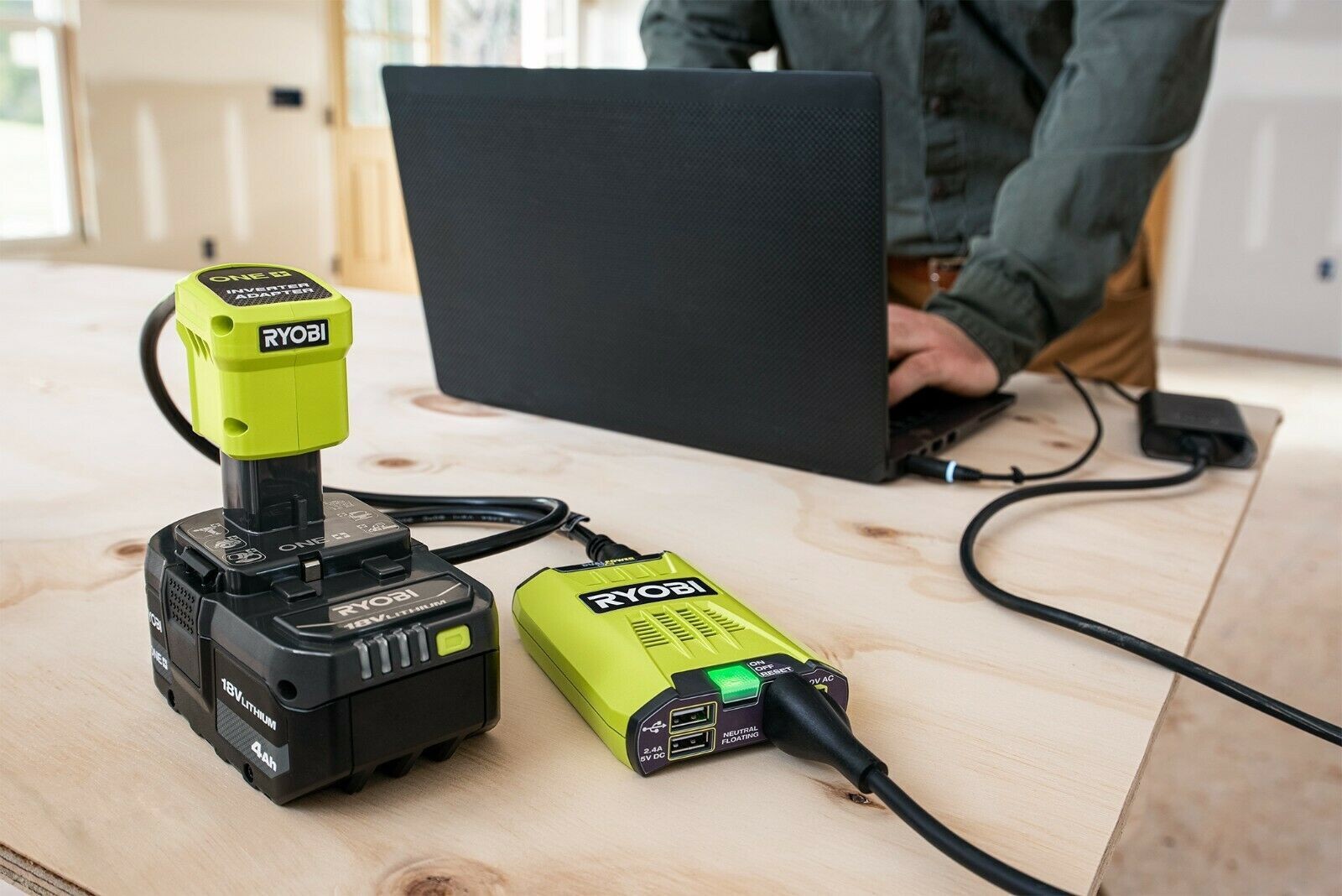 🔋RYOBI 18V 120-Watt 12V Automotive Power Inverter with Dual USB Ports RYi120A