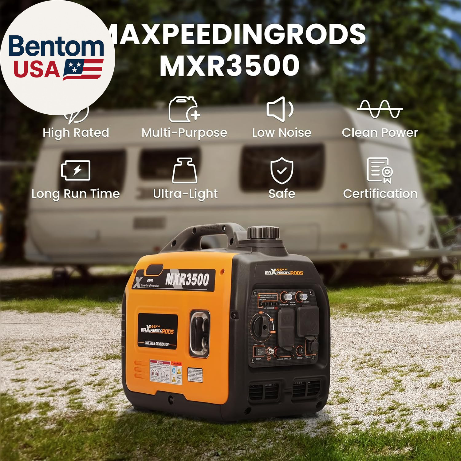3500 Watt Portable Inverter Generator Gas Powered, EPA Compliant, Compact and Li