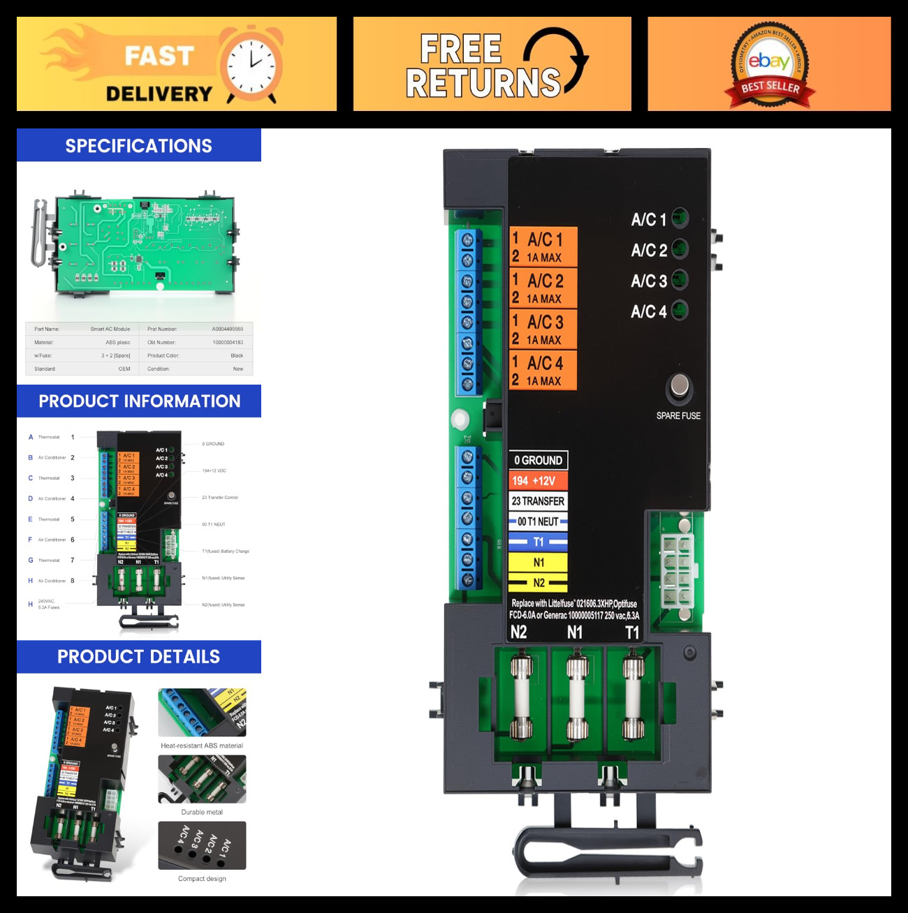Smart AC Load Shed Module for Generac Generator ATS 100/200 Amp – Overload Contr