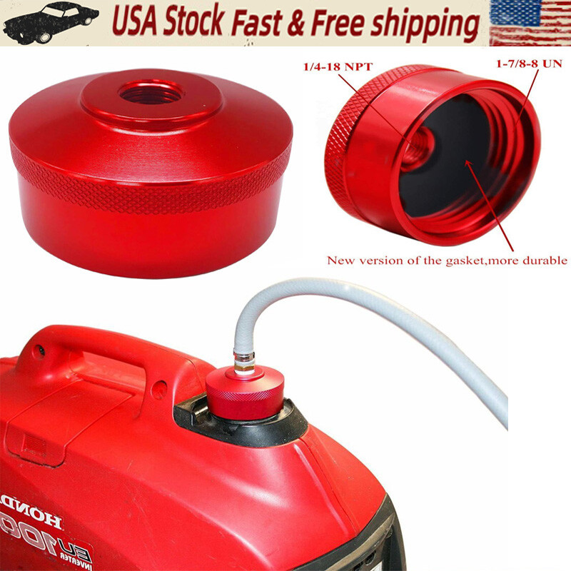 Extended Run Fuel Gas Cap Red For Honda Generator EU2000i EU2200i 1/4″NPT Line