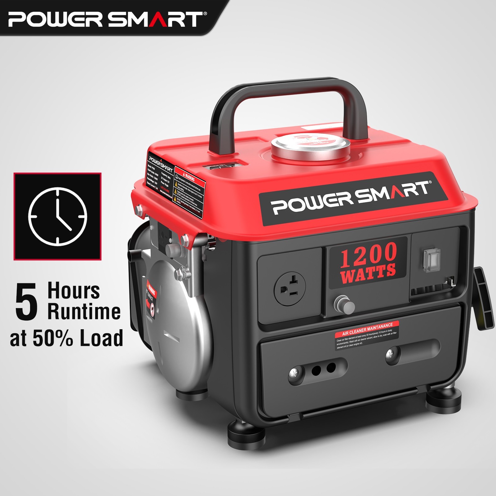PowerSmart 1200W Gas Generator, 79cc Engine, 5-Hour Runtime, 120V Output, New