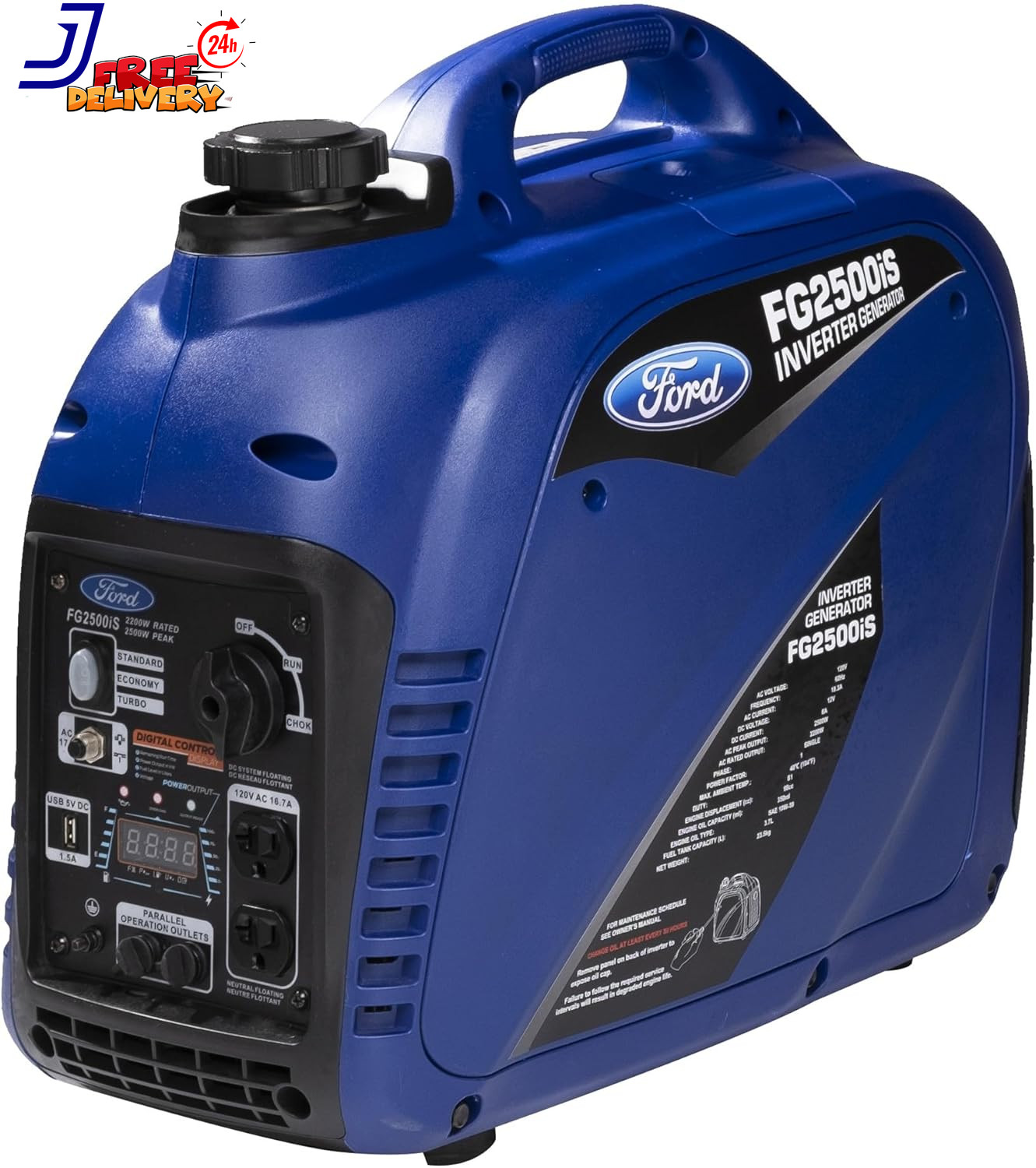 Ford 2,500-Watt Super Quiet Portable Gas Powered Inverter Generator Lightweight