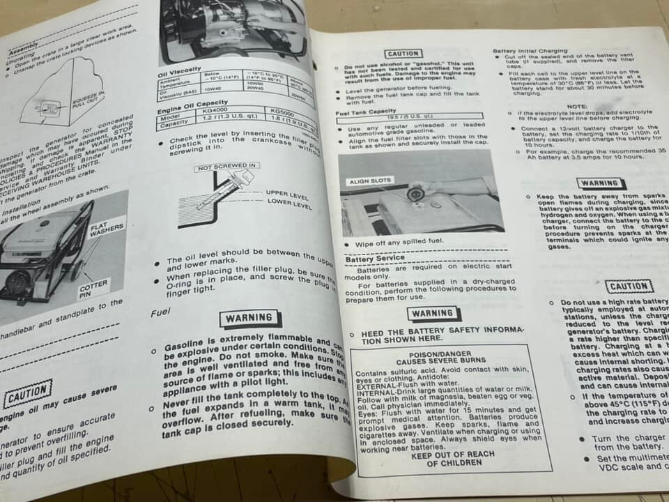 Vtg 1982 Kawasaki KG4000A 5000A AS Portable Generator Dealers Assembly Manual