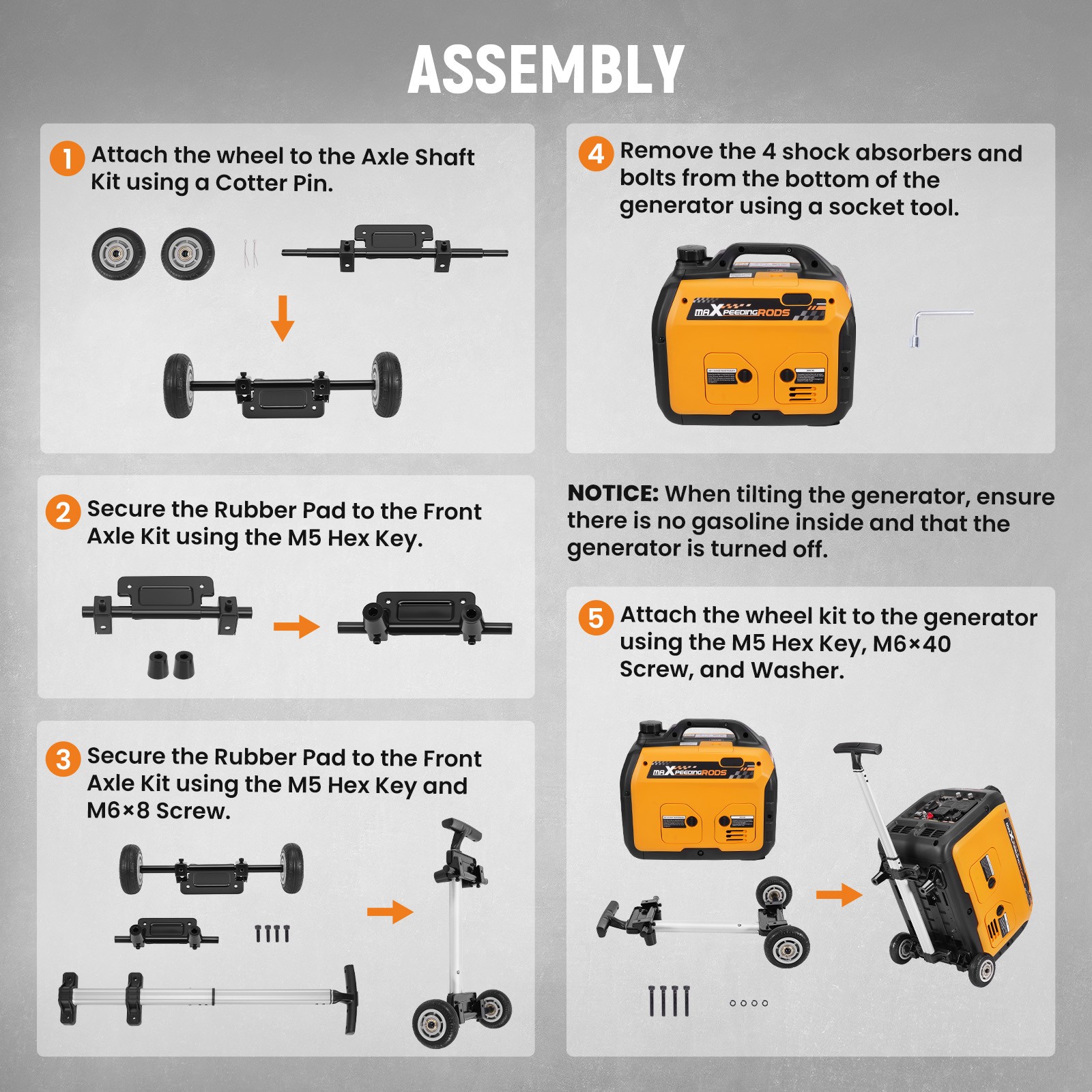 Aluminum Handle Wheel Kit Easy Move Generator for Camping MXR2300 MXR3500