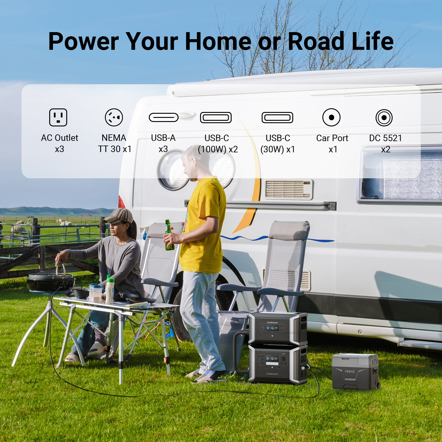 Dabbsson DBS2100Pro 2150Wh 2400W Power Station Solar Generator LFP Home Backup