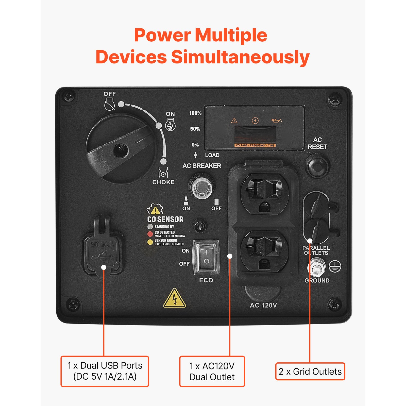 Uimoso 3000W Gas Portable Inverter Generator 122cc 4-Stroke Engine Quiet Run