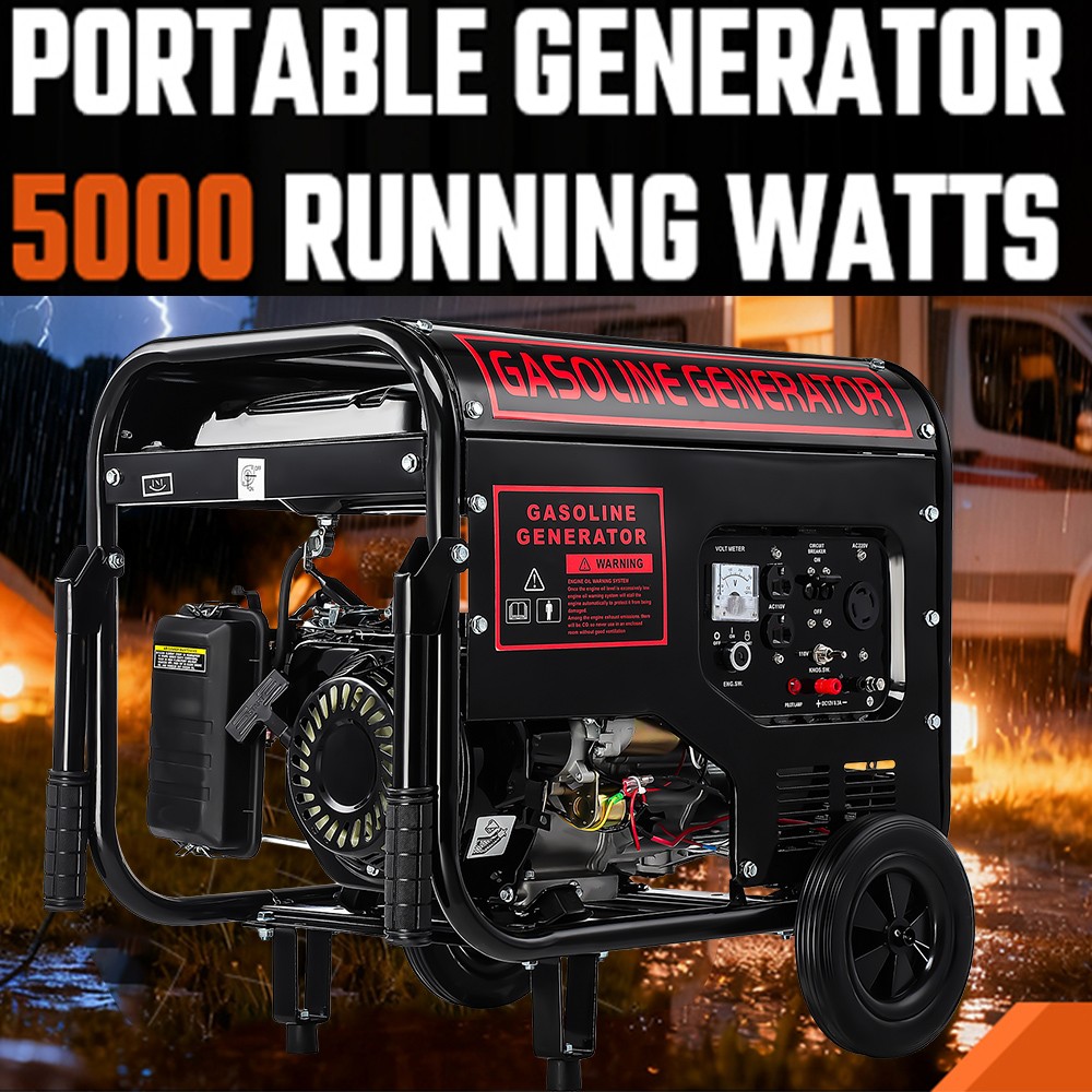 5000W Portable Inverter Generator Gas Powered Quiet for Home Backup Construction