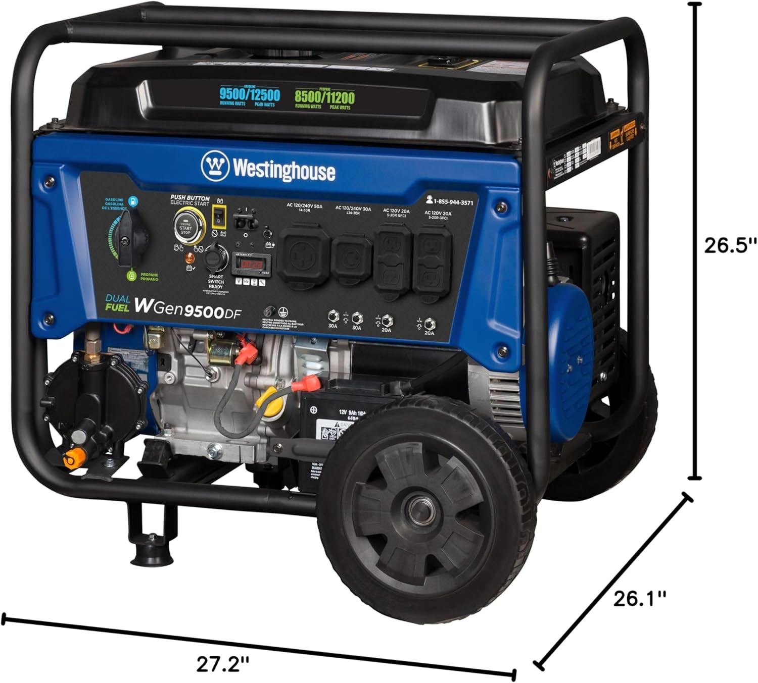 Dual Fuel Home Backup Portable Generator Remote Electric Start Gas Propane 12500