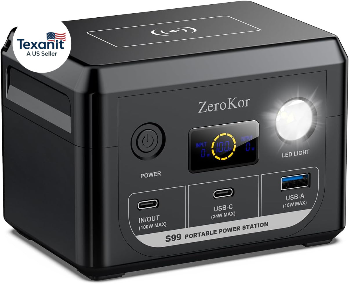 100W Portable Power Station, 96Wh Small Generator 30000Mah Lifepo4 Battery with