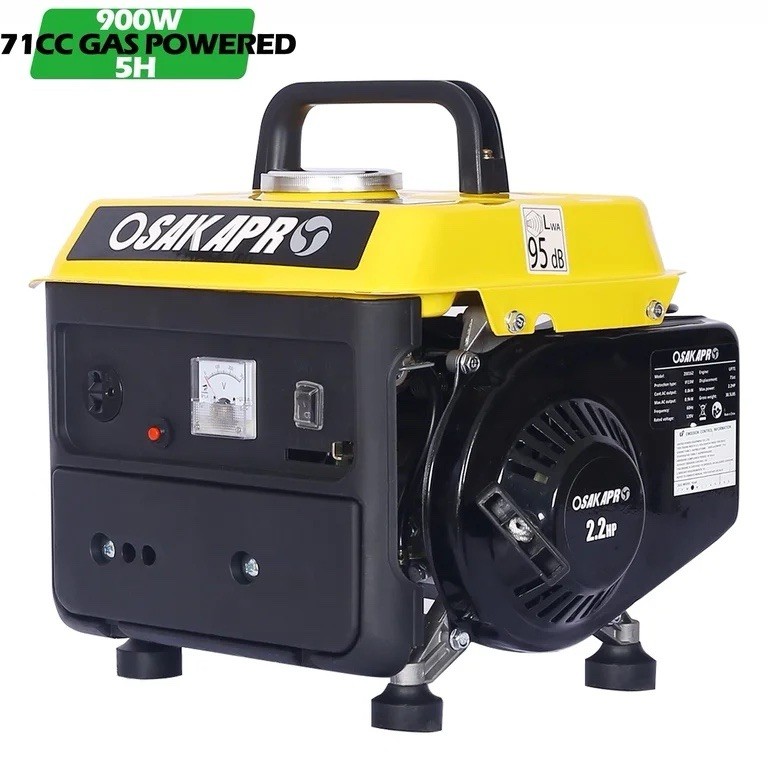 OSAKAPRO 900W 71cc Portable Gas Generator, 5h Run Time, 95dB, DC Charging Clamps