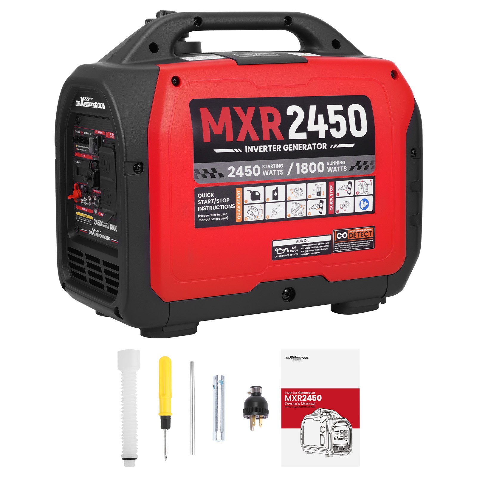 Portable 2450W Generator 15kg – 2x120V Outlets & Parallel Ready for Home Backup
