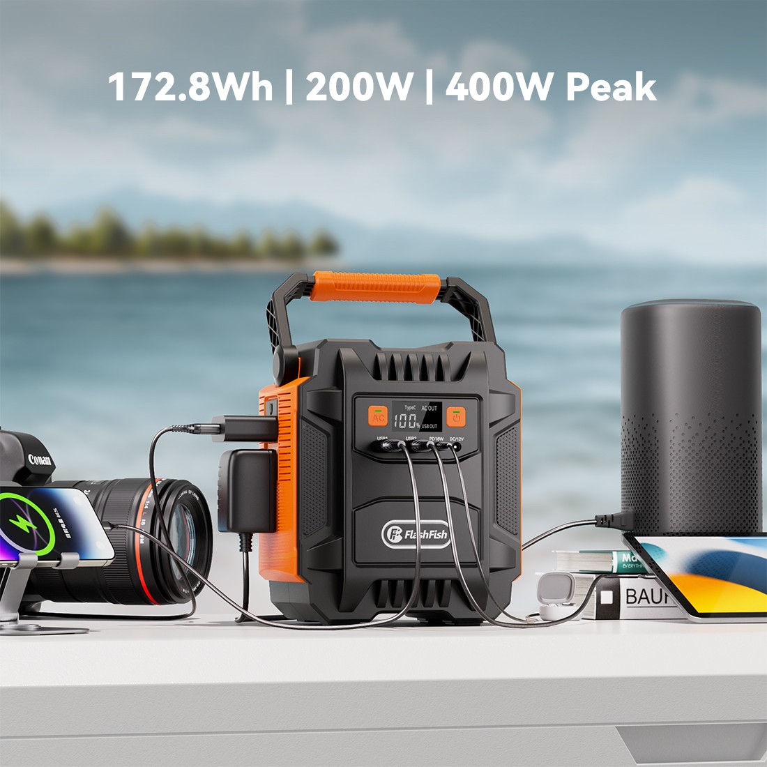 FlashFish A201 200W 172Wh Solar Generator Optional With Panel 60W 18V for Camp