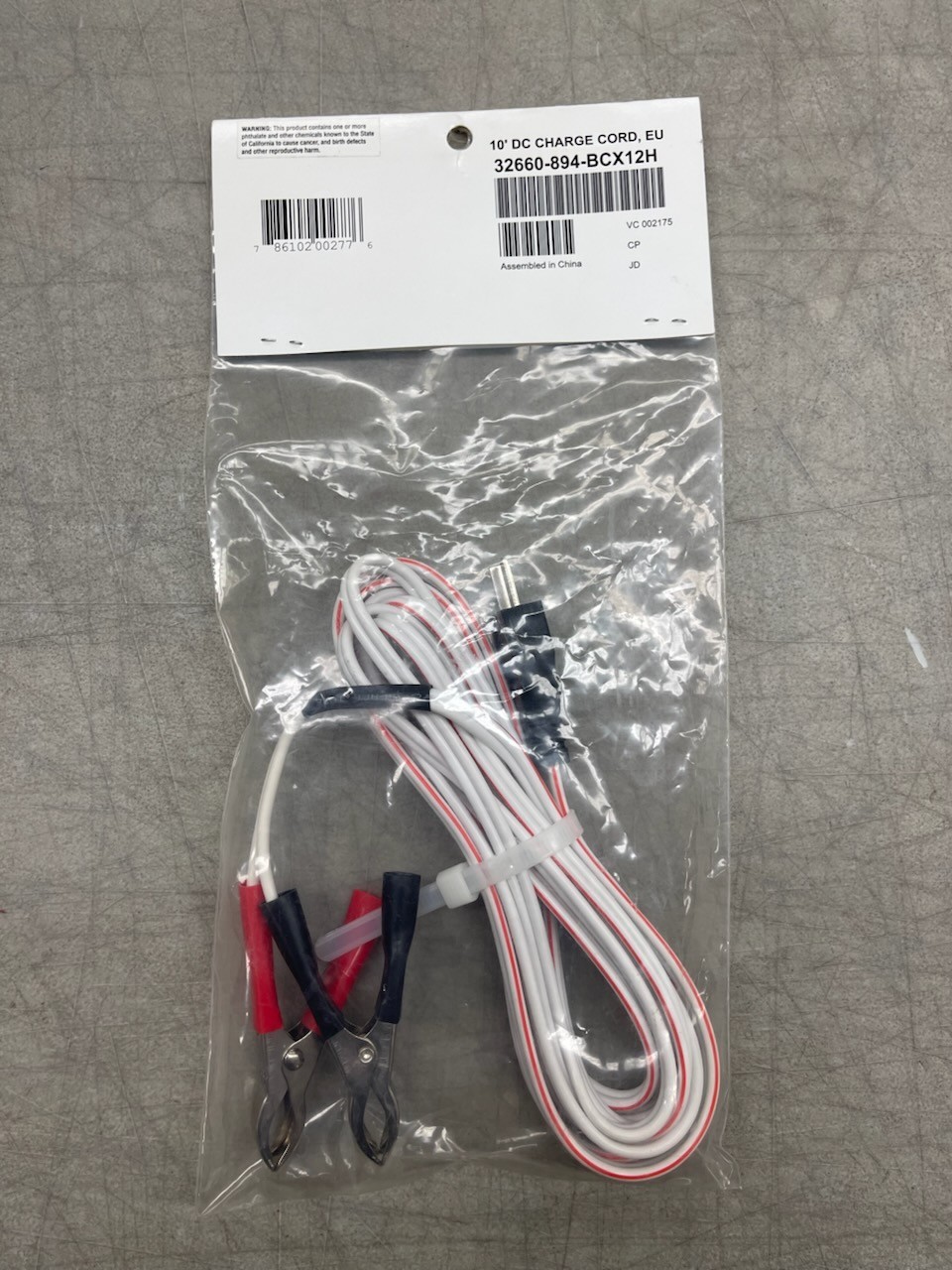 GENUINE OEM HONDA 32660-894-BCX12H 10′ DC CHARGING CORD W/ STANDARD BATT CLAMPS