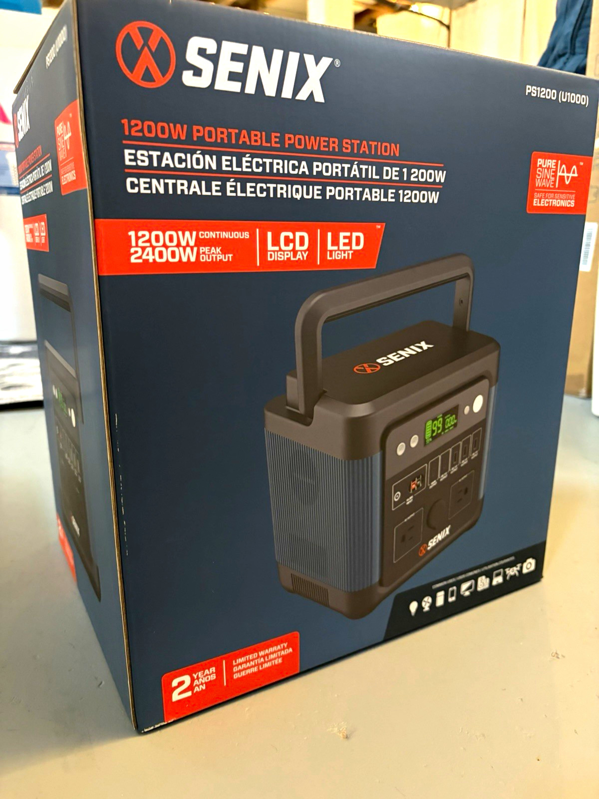 SENIX PS1200 1200W Battery Portable Power Station Generator 2400W Peak LCD