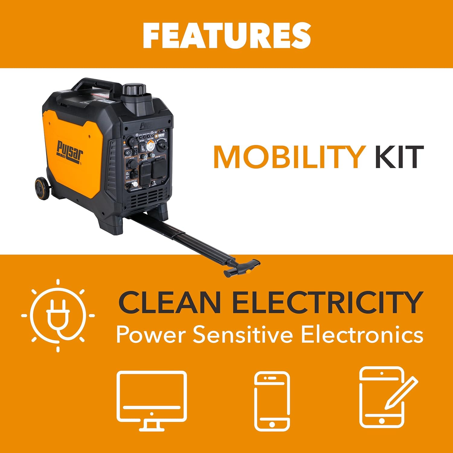 Pulsar 4000 Watt Portable Inverter Generator, Dual Fuel Gasoline & Propane, Remo