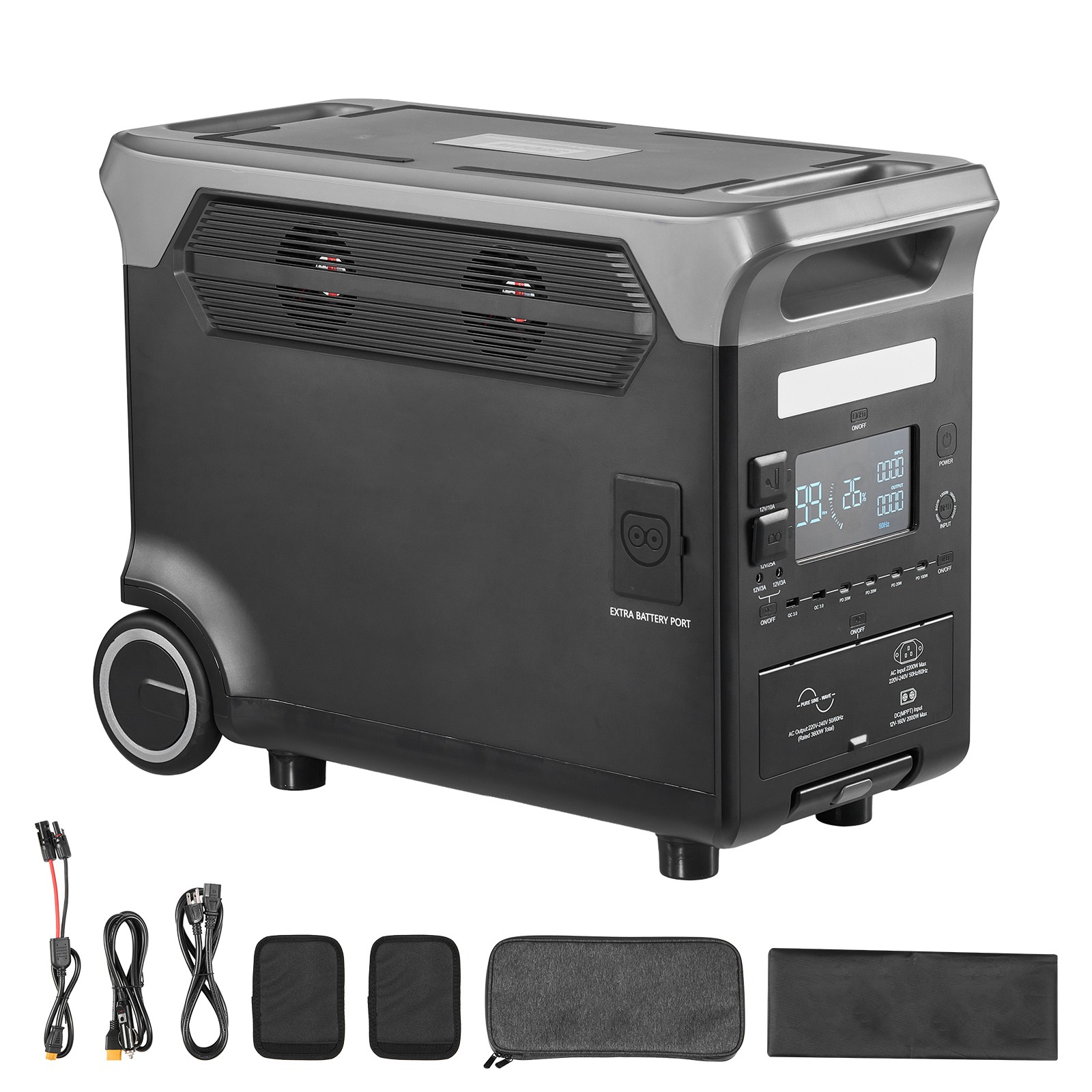 Uimoso Portable Power Station Solar Generator 3600W 3840Wh with 10 Output Ports
