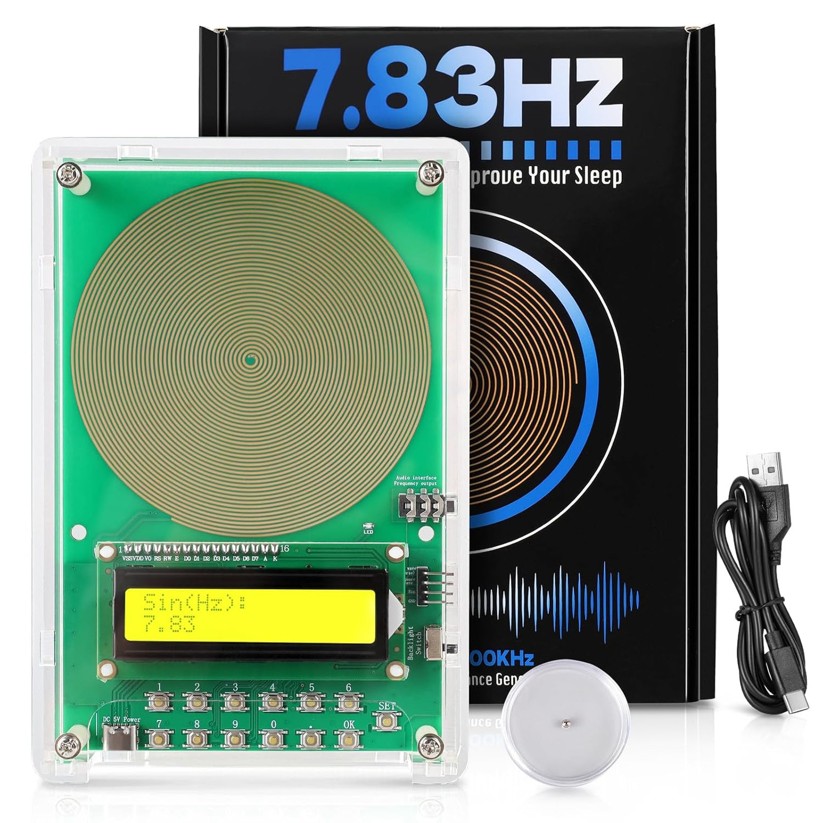 0.01Hz-200kHz Adjustable Frequency Generator for Healing Schumann Sine Waves