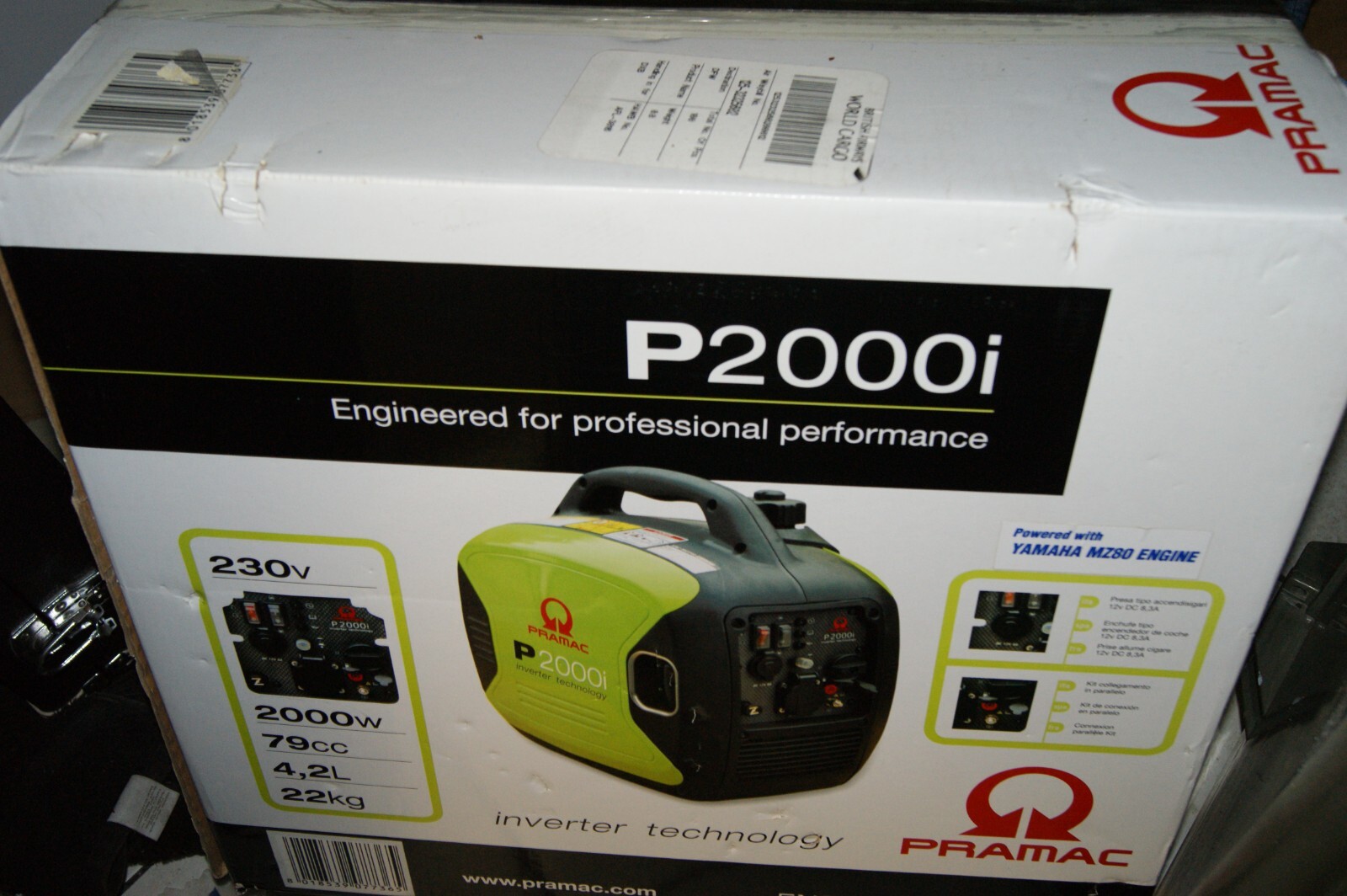 PRAMAC P2000i GENERATOR 230V-2000W- 79CC-4.2L YAMAHA MZ80 ENGINE INVERTER TECH