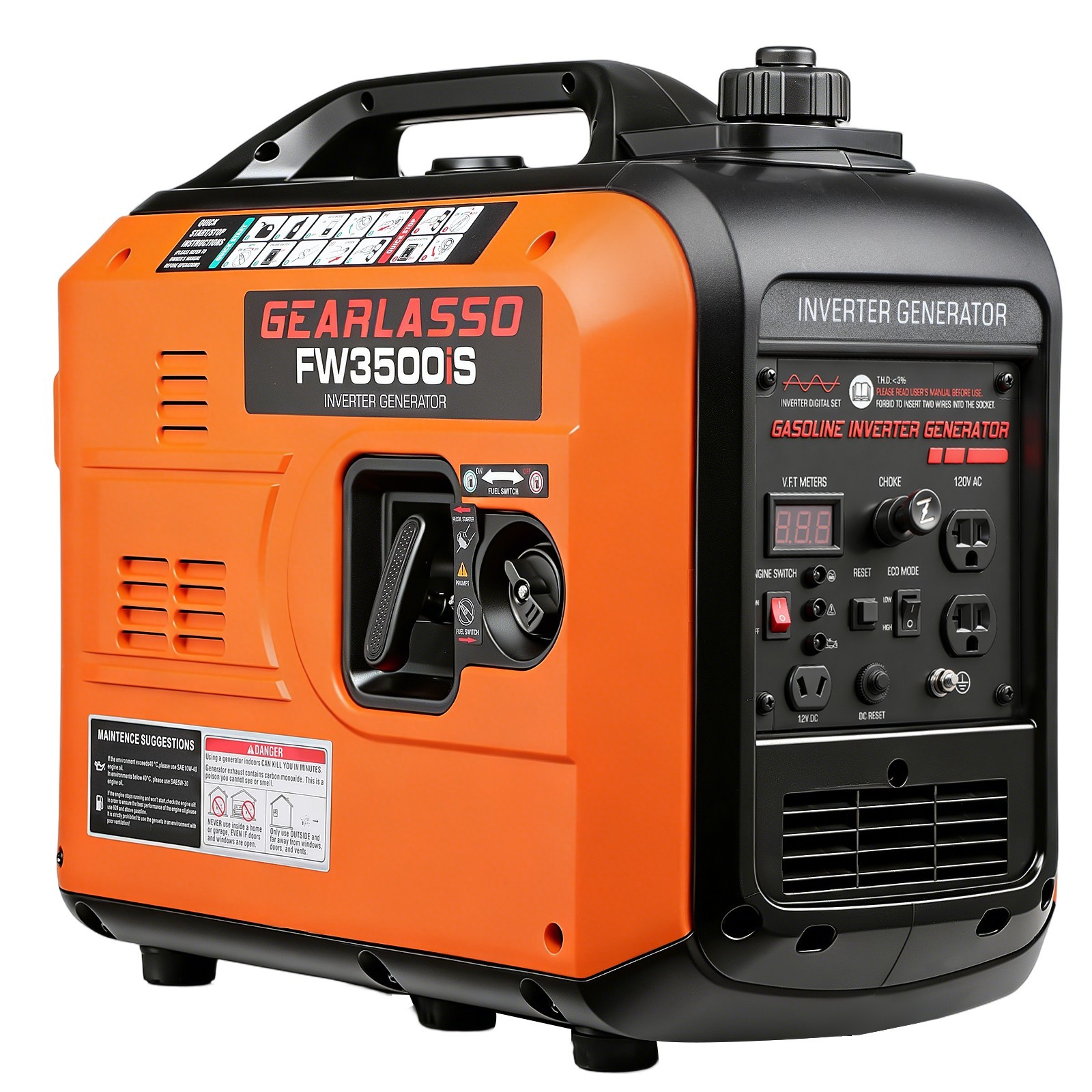 5000W Portable Inverter Generator Gas Powered Quiet for Home Electric Start