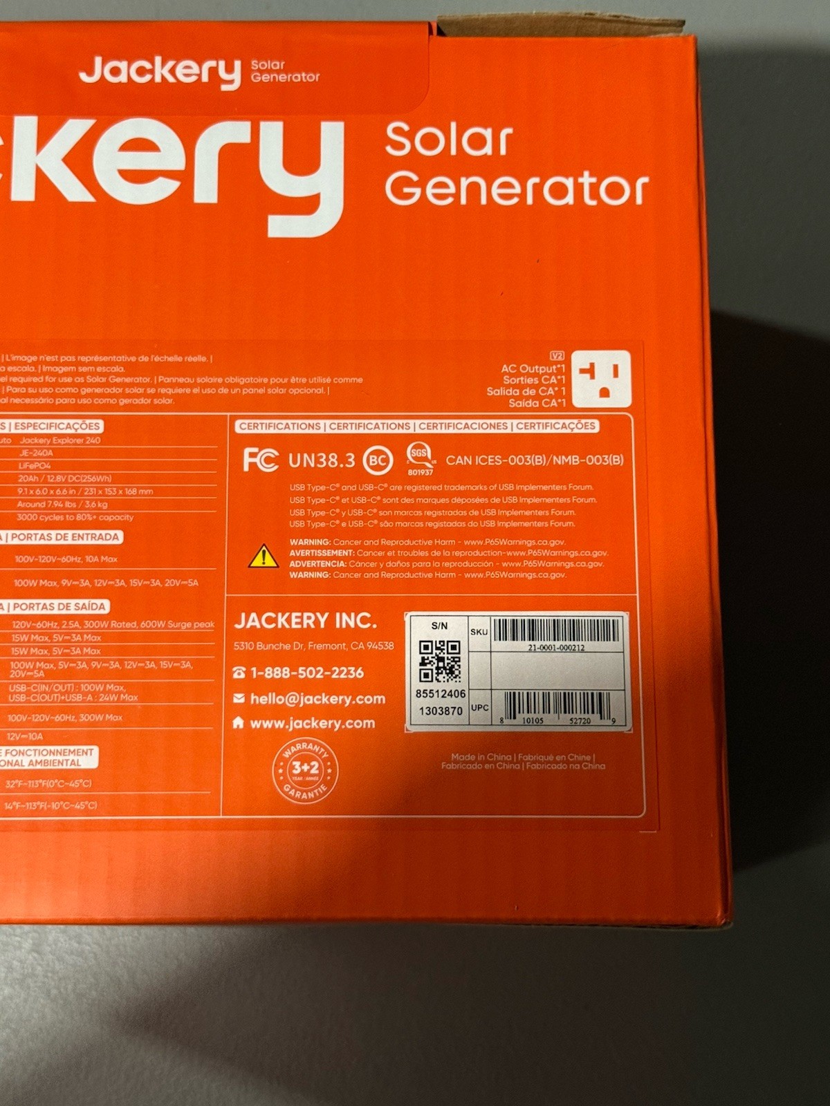 Jackery Explorer 240 Portable Generator -New Version 256Wh – LiFePO4 Battery