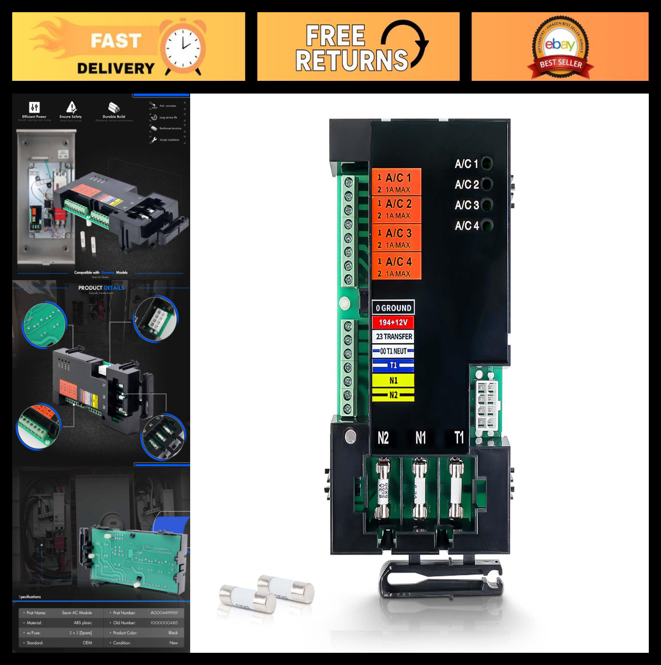 Smart AC Load Shed Module for Generac Generator ATS 100/200 Amp, Fuse Included