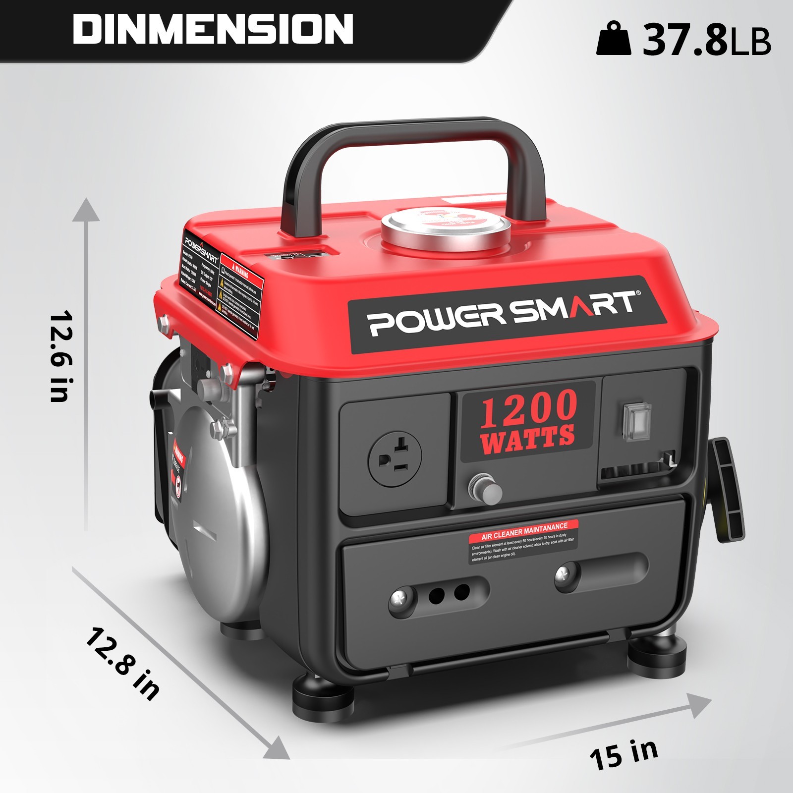 PowerSmart 1200W Gas Generator, 79cc Engine, 5-Hour Runtime, 120V Output, New