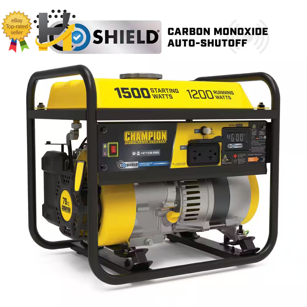 1500/1200-Watt Recoil Start Gasoline Powered RV Ready Portable Generator with CO