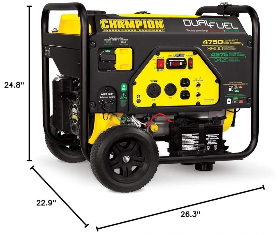 Champion 100297 Dual Fuel Portable Generator with Electric Start – New