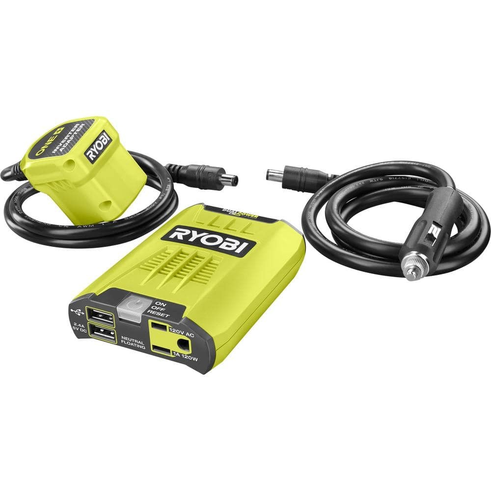 RYOBI ONE+ 18V 120-Watt 12V Automotive Power Inverter with Dual USB Ports