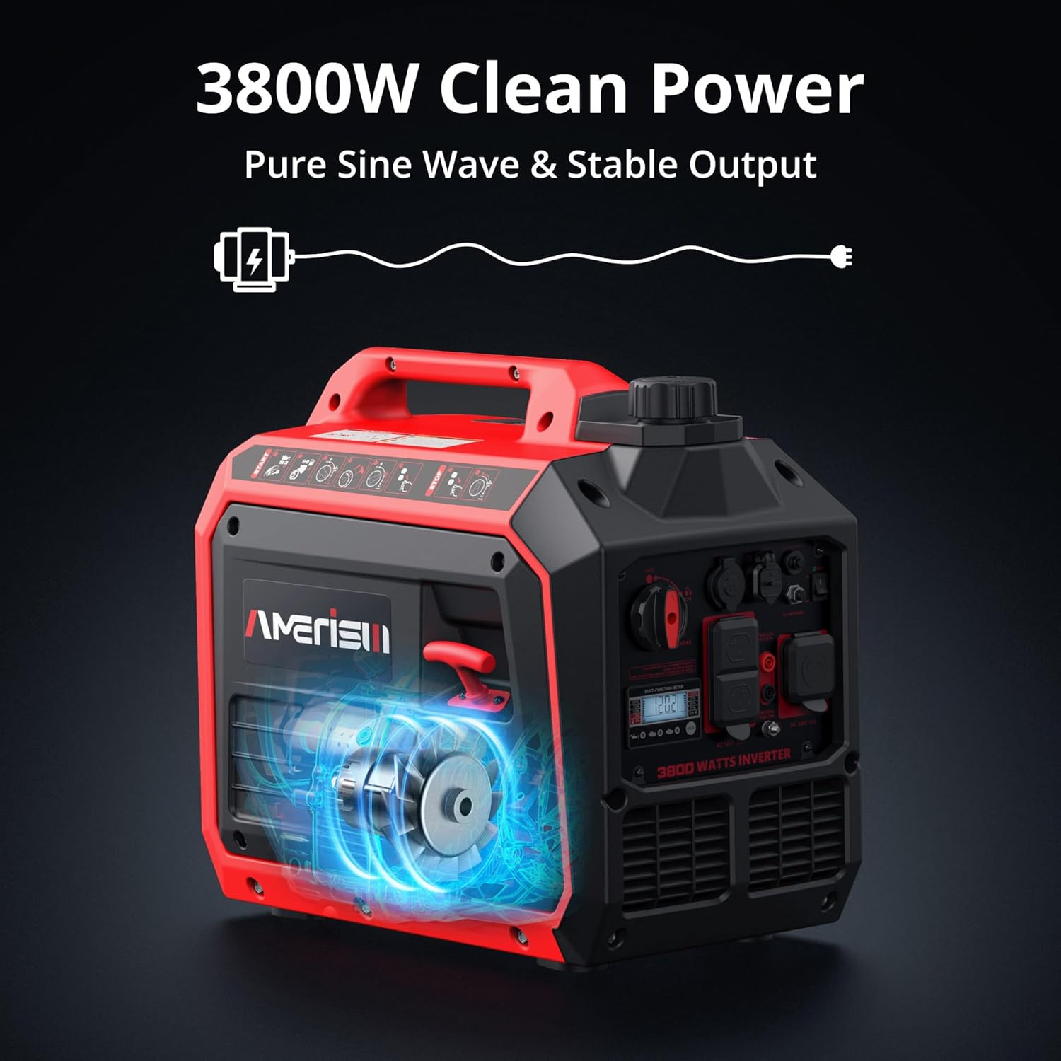 3800W Portable Inverter Generator with CO Sensor – Quiet & Lightweight for RV/Ca
