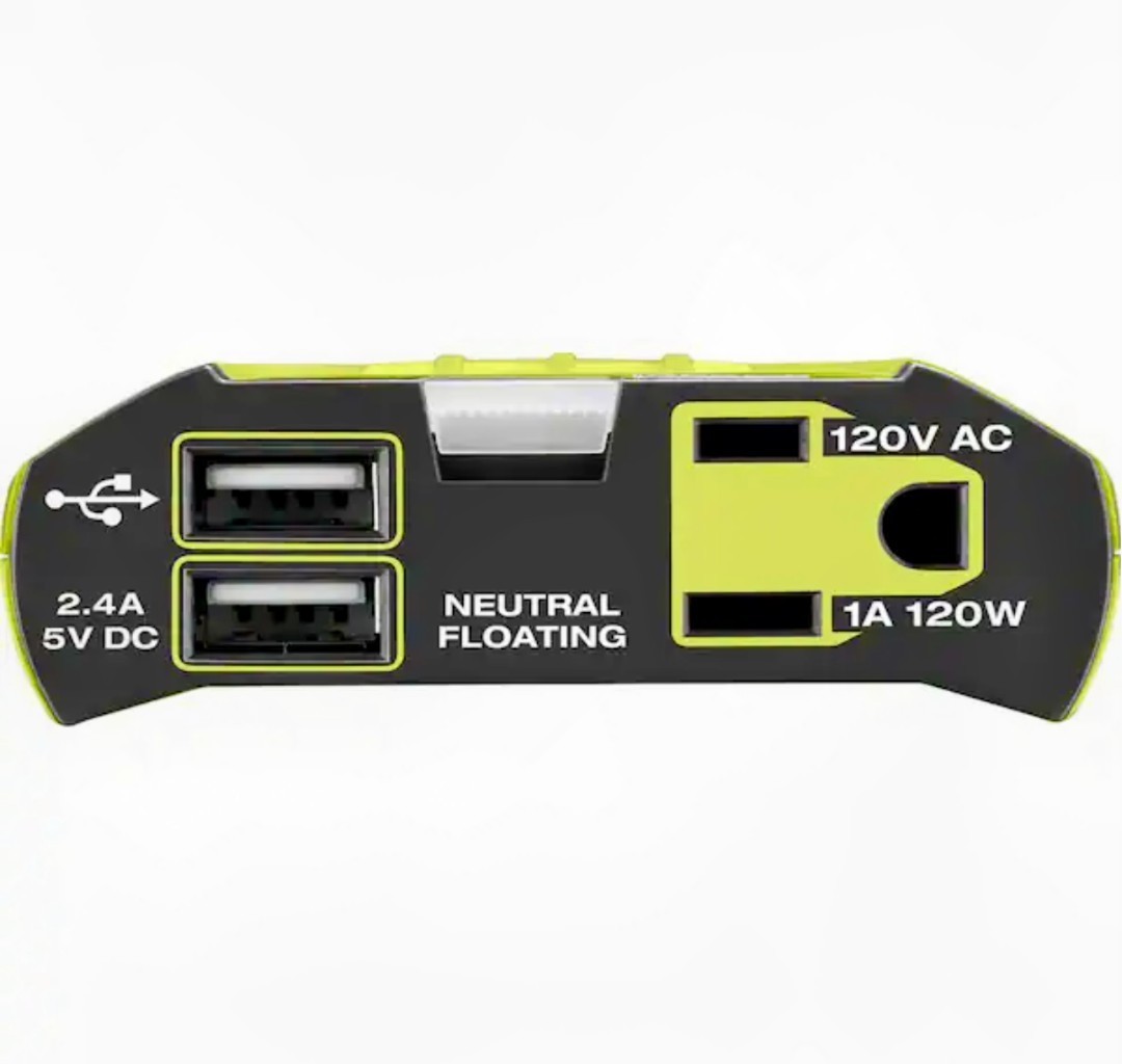 Ryobi One+ 18V 120-Watt 12V Power Inverter with Dual USB Ports Tool Only