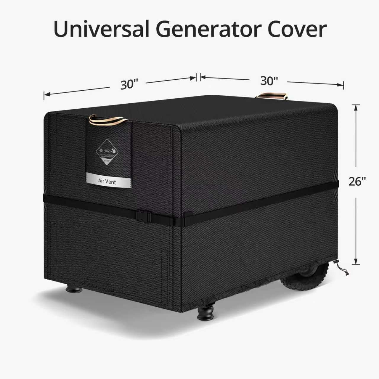 QH.HOME Waterproof Generator Cover,900D Heavy 30″(L) x 30″(W) x 26″(H), Black