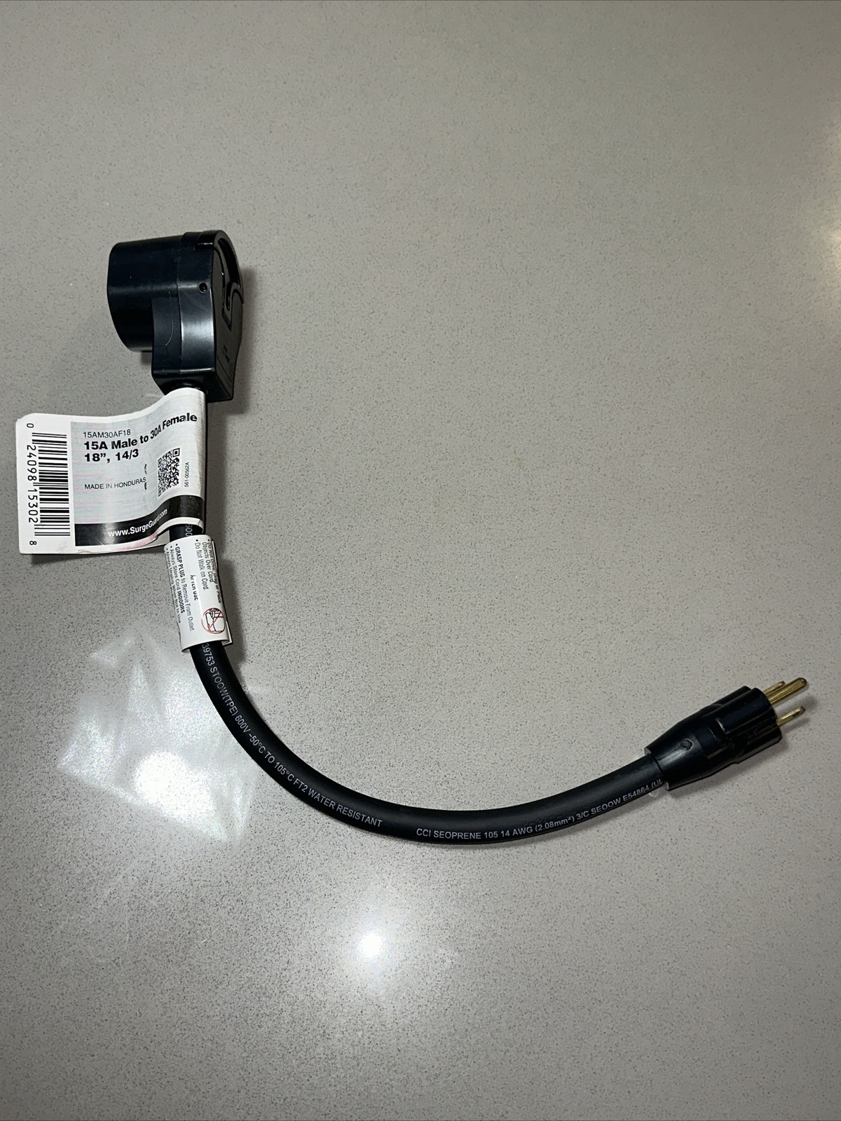 *SURGE GUARD 15AM30AF18 Generator RV Adapter 15A Male to 30A Female RV Adapter