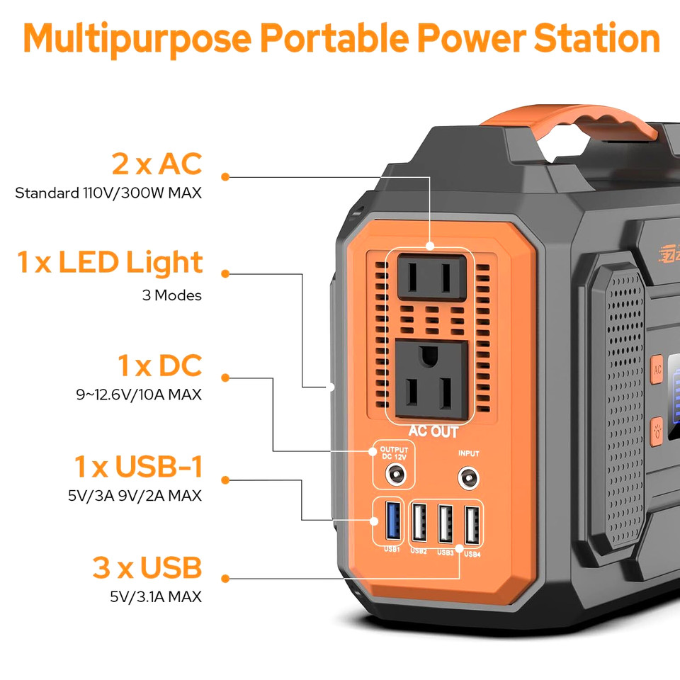 300W Portable Power Station 280Wh AC/DC Solar Generator Outdoor Camping with Bag