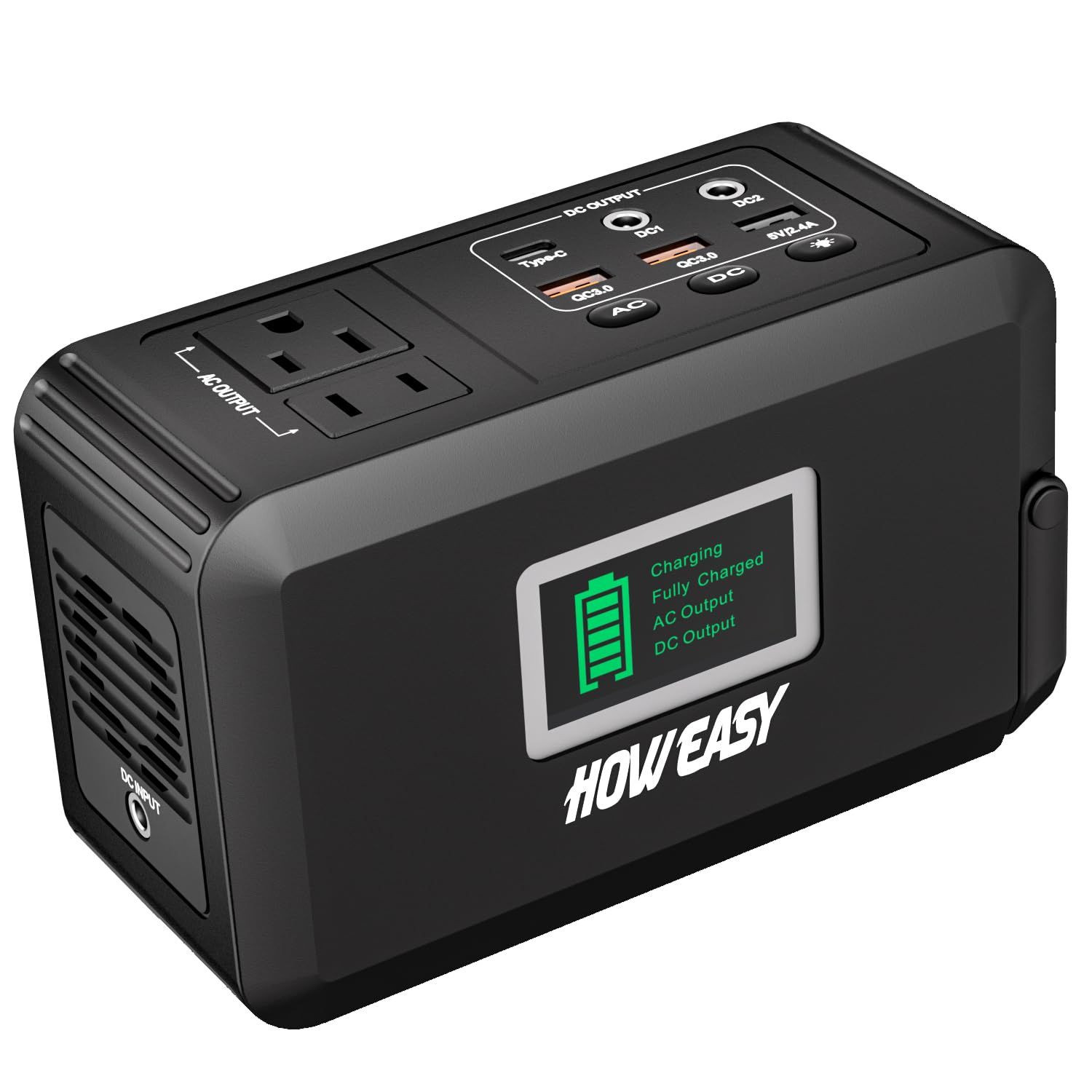 HOWEASY Portable Power Station 120W, 24000mAh Camping Solar Generator Black