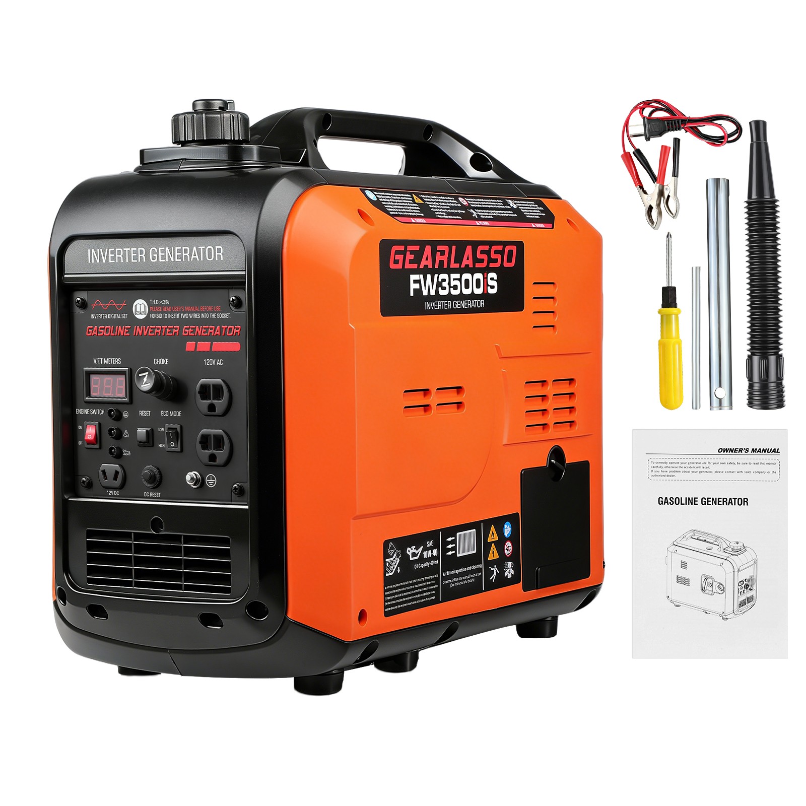 5000W Portable Inverter Generator Gas Powered Quiet for Home Recoil Start