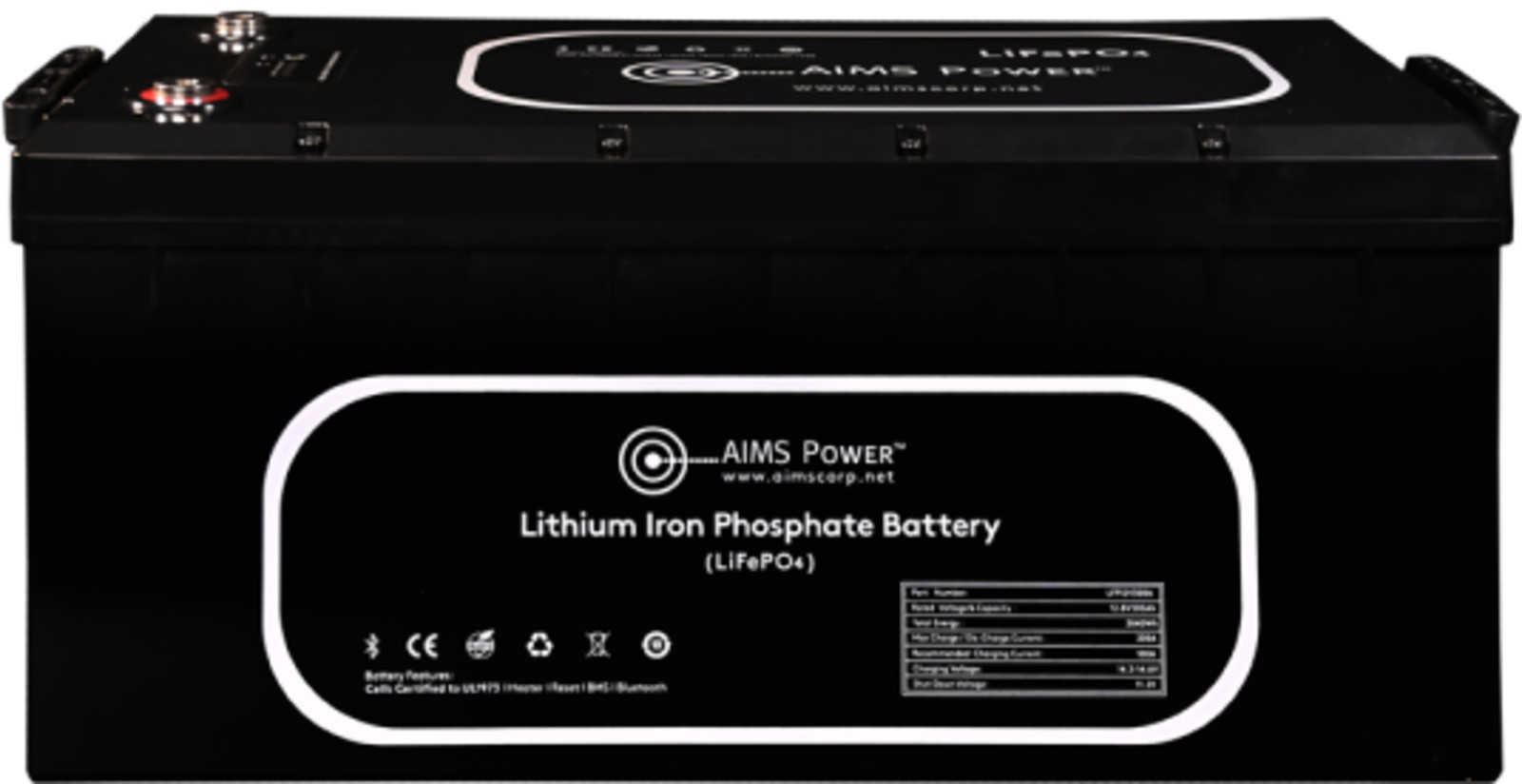 Aims Power – LFP12V300A – 12V 300A LIFEPO4 W/HEATER, ( Each )