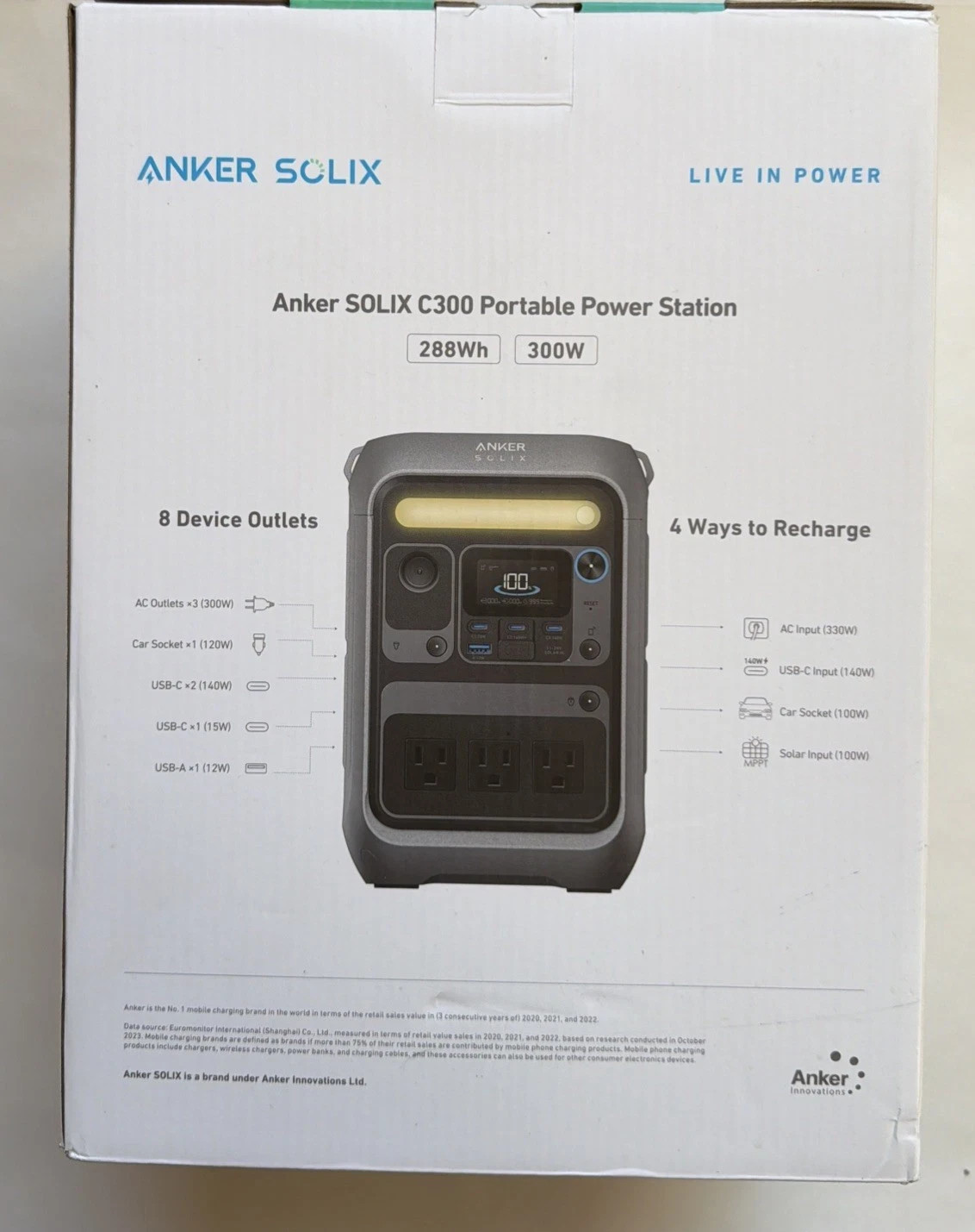 Anker SOLIX C300 288Wh/ 300W Portable Power Station Black POWERFUL Brand NEW