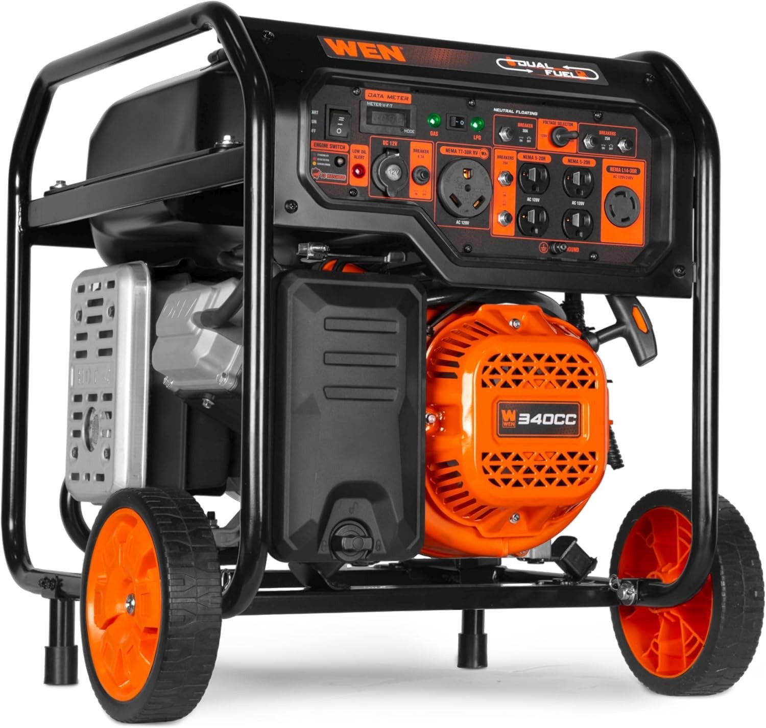 WEN DF8000X 8000W 120V/240V Dual Fuel Portable Generator, Electric Start, 340cc