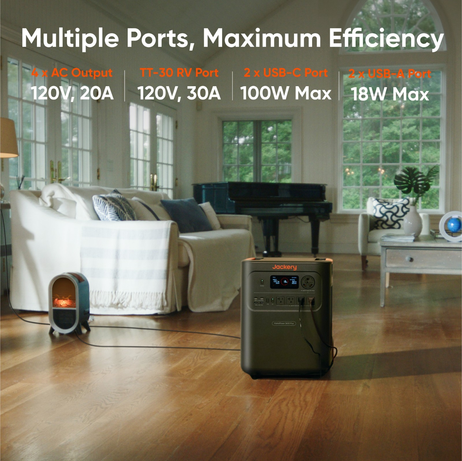 Jackery HomePower 3600 Plus Portable Power Station 3580Wh with 102W Fast Charger