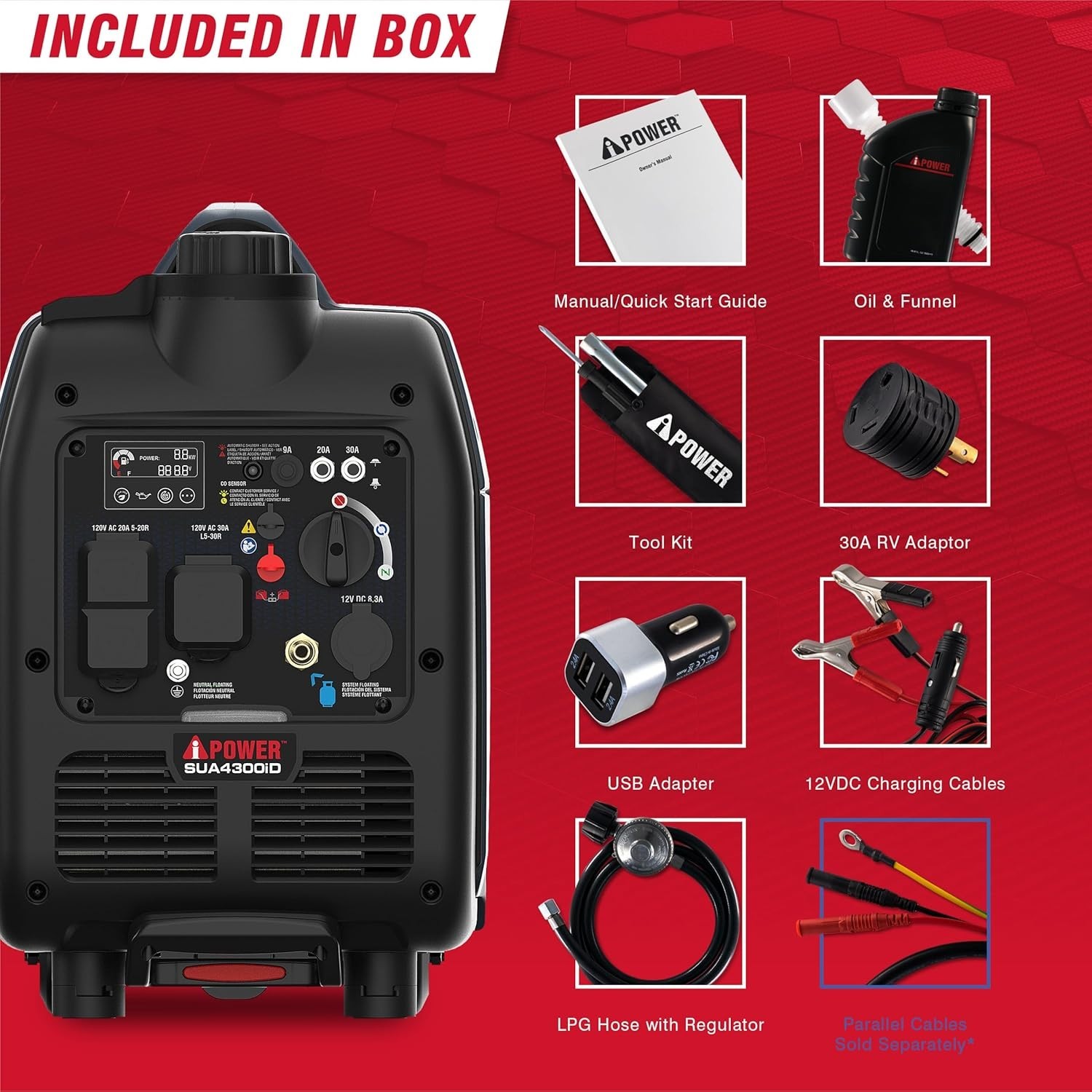 A-iPower SUA4300iD Dual Fuel Inverter Generator