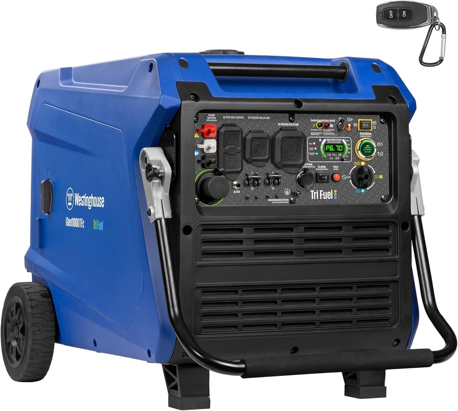 Westinghouse 11000W Portable Tri-Fuel Inverter Generator, Remote Start CO Sensor
