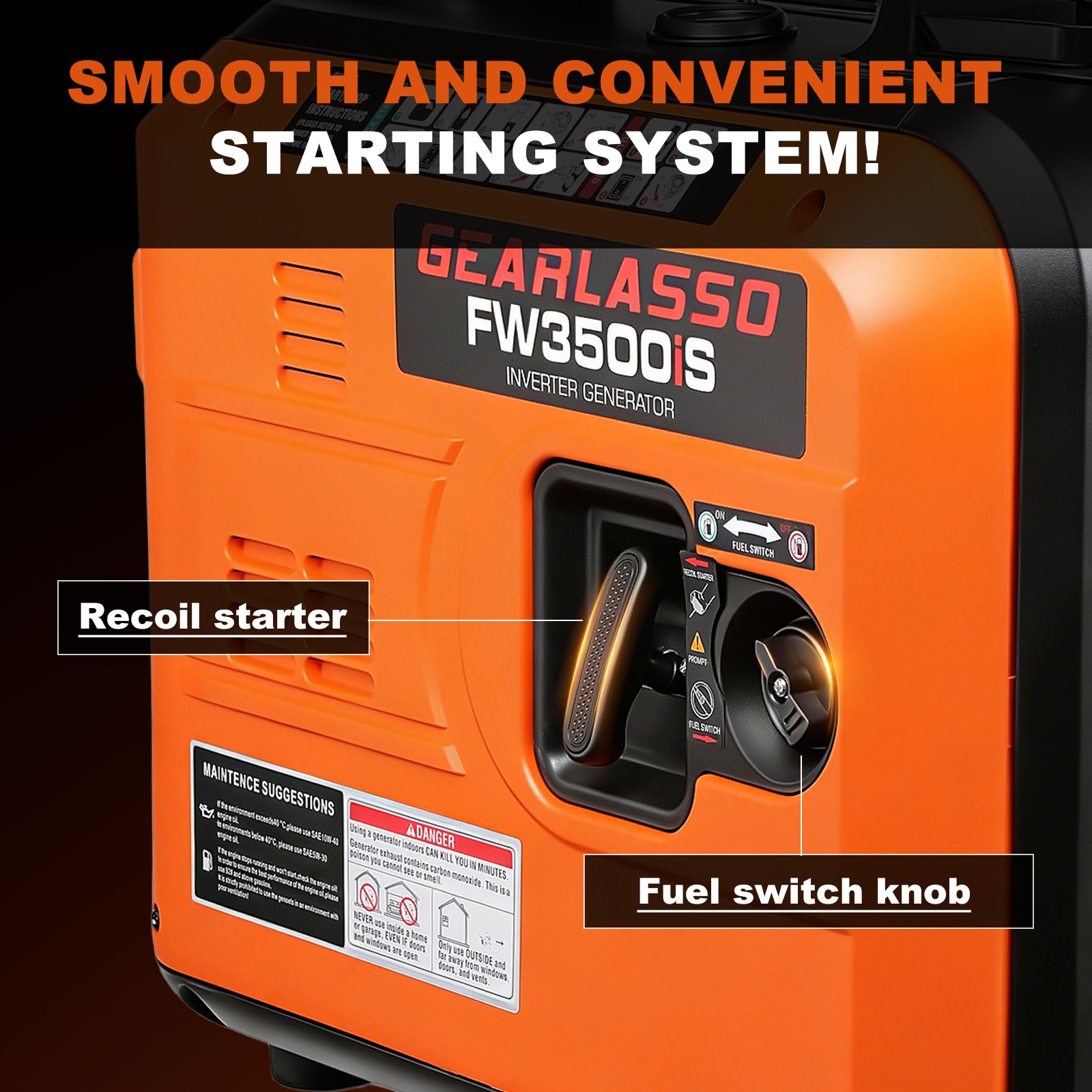 5000W Portable Inverter Generator Gas Powered Quiet for Home Backup Construction