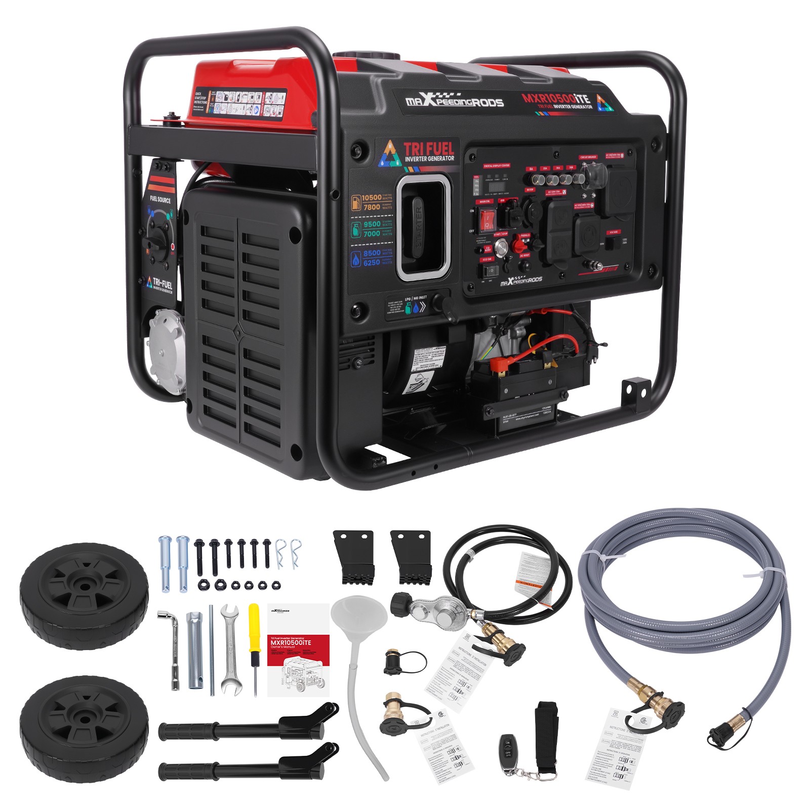 120/240V Tri-Fuel Inverter Generator 10500W LPG Peak for Outdoor Party Camping