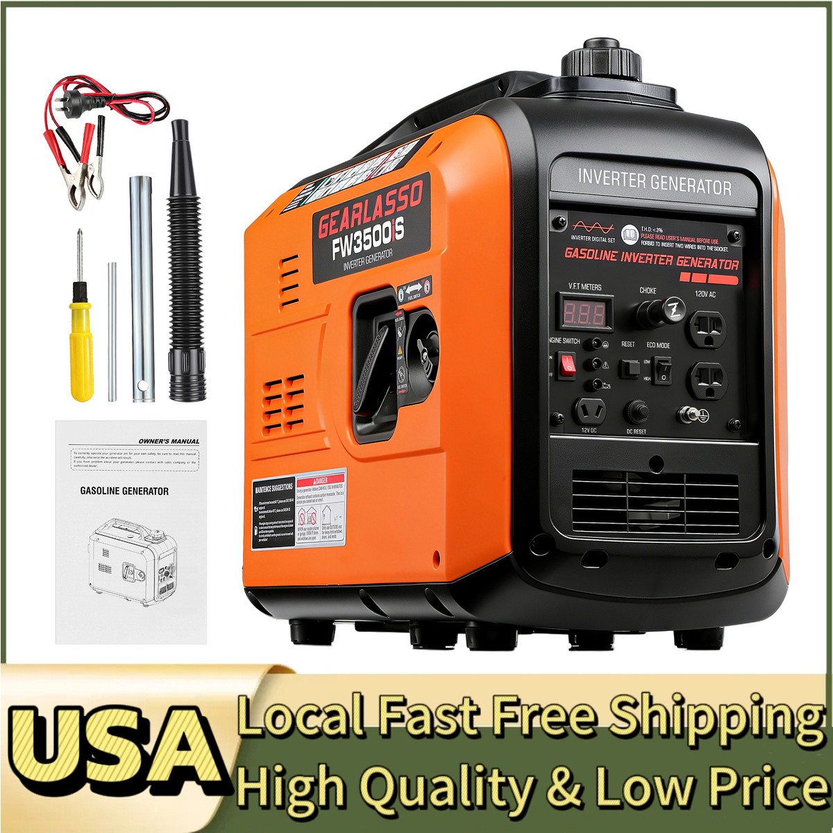Portable Inverter Generator RV ECO Mode Quiet Lightweight Pure Sine Wave