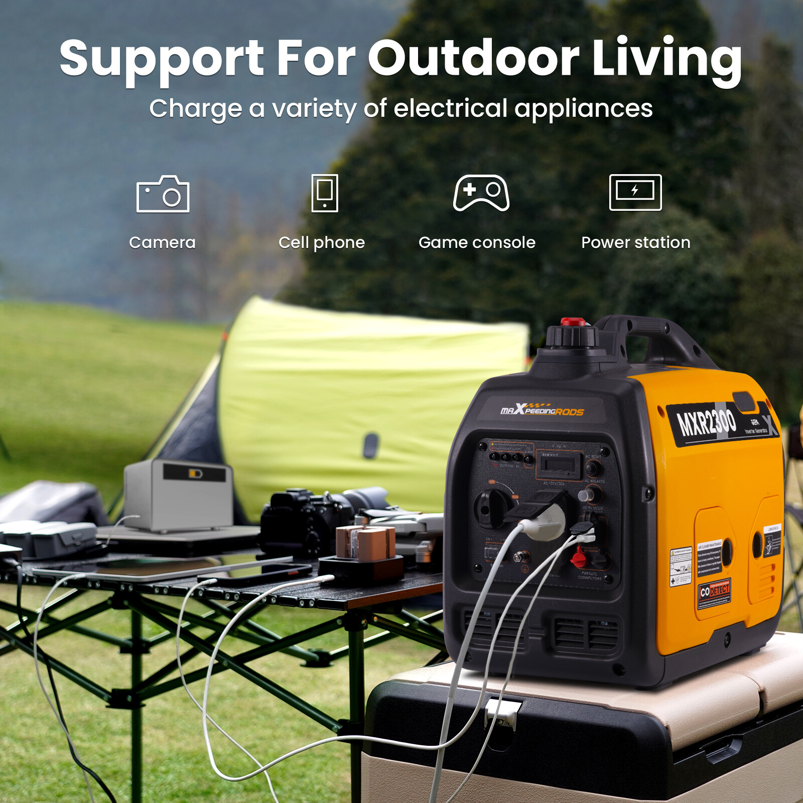 MXR2300 2300 Watt Gasoline Powered Small Quiet Inverter Generator With Carb