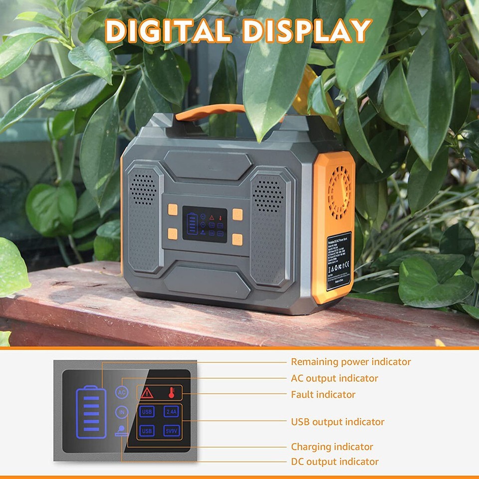 300W Portable Power Station 280Wh AC/DC Solar Generator Outdoor Camping with Bag
