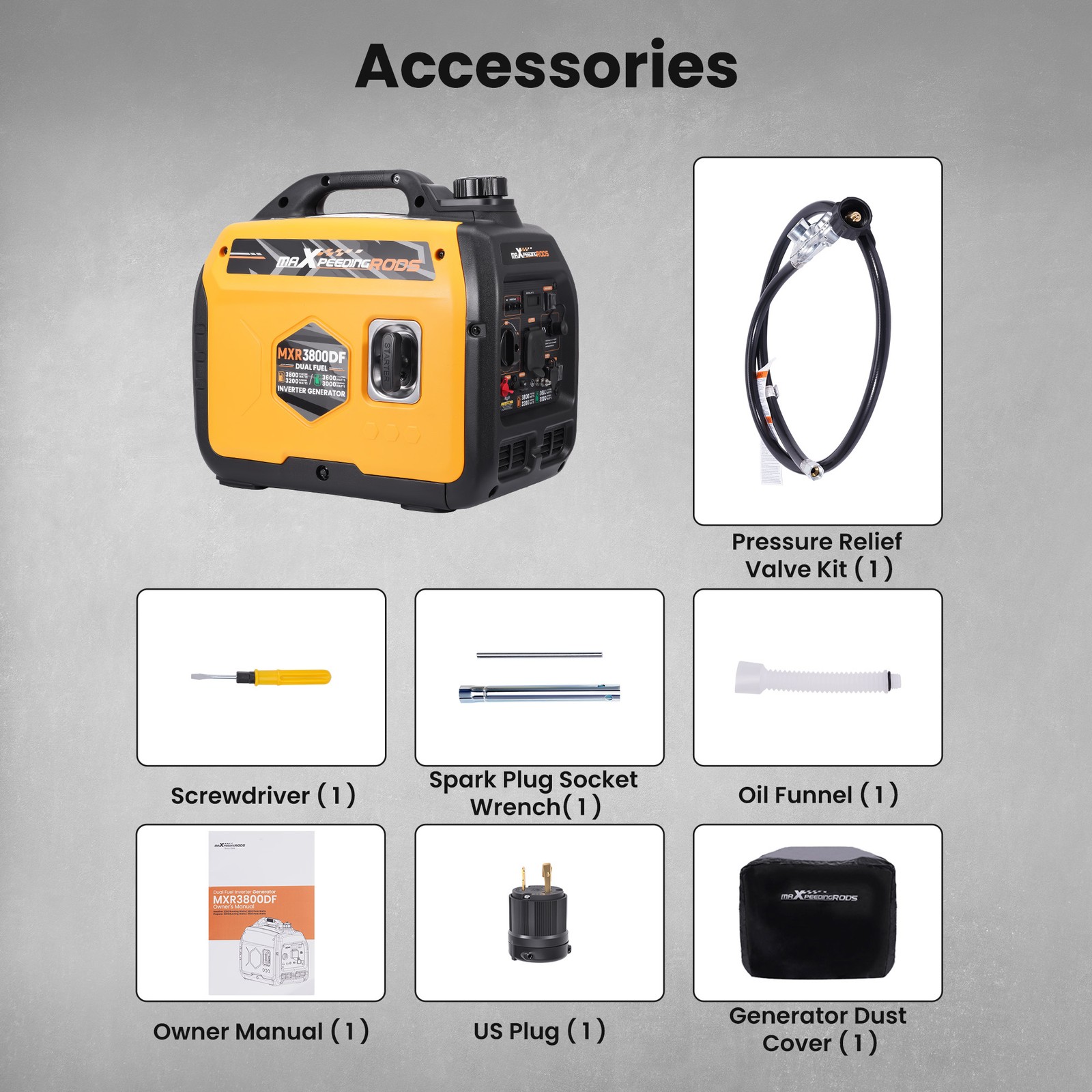 Gas/Propane Dual Fuel Inverter Generator 3800W Peak for Outdoor events